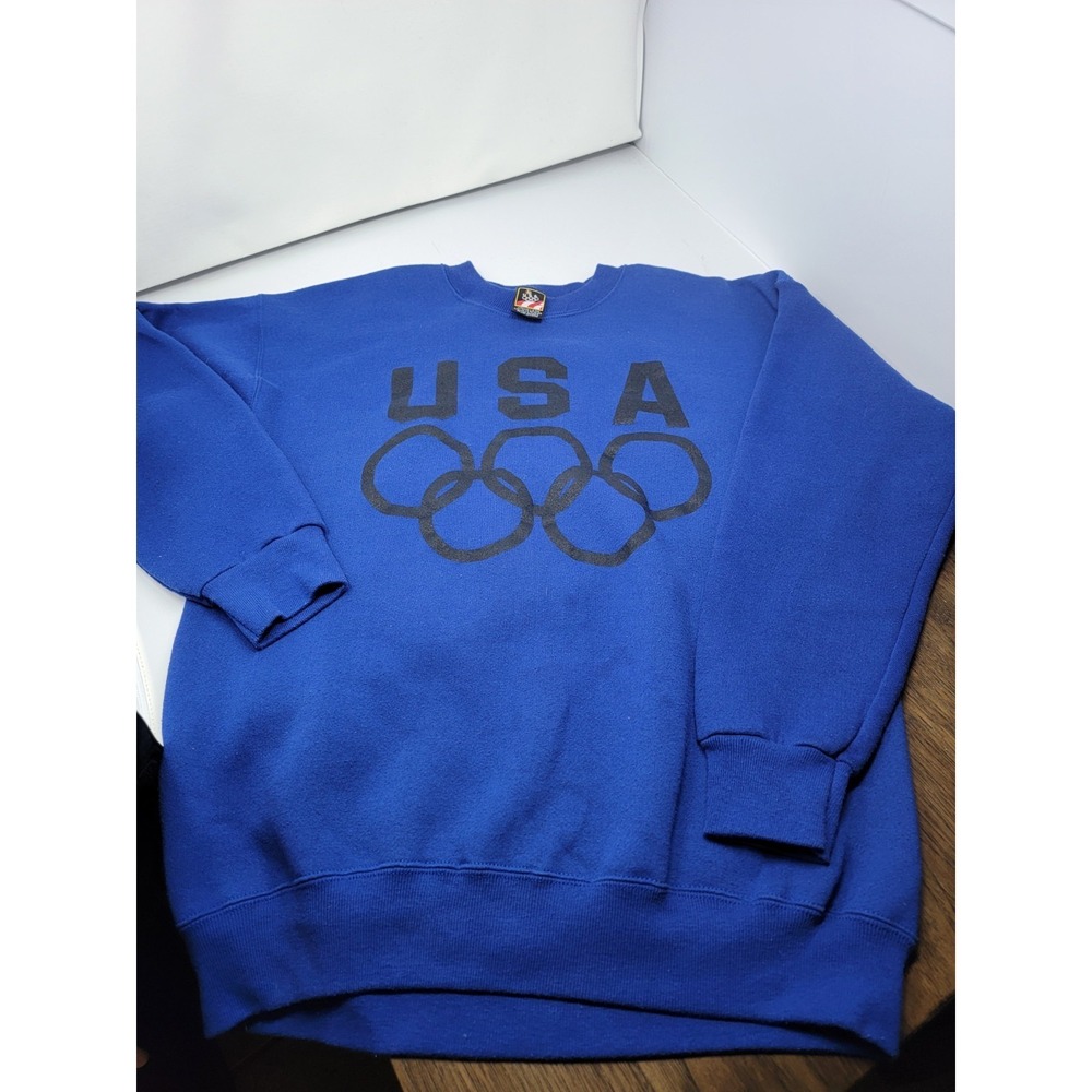 USA Atlanta Olympics Blue JC PENNY Cotton Poly Sweatshirt Mens Size XL